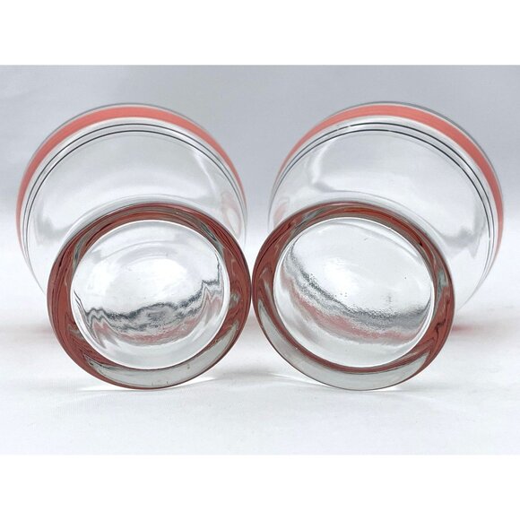 Vintage 1970s water / juice glasses, pink and black stripes, small pair - Picture 5 of 5